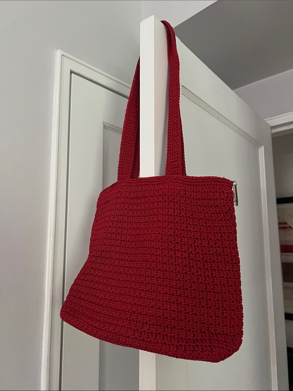The Sak Red Crochet Tote Bag